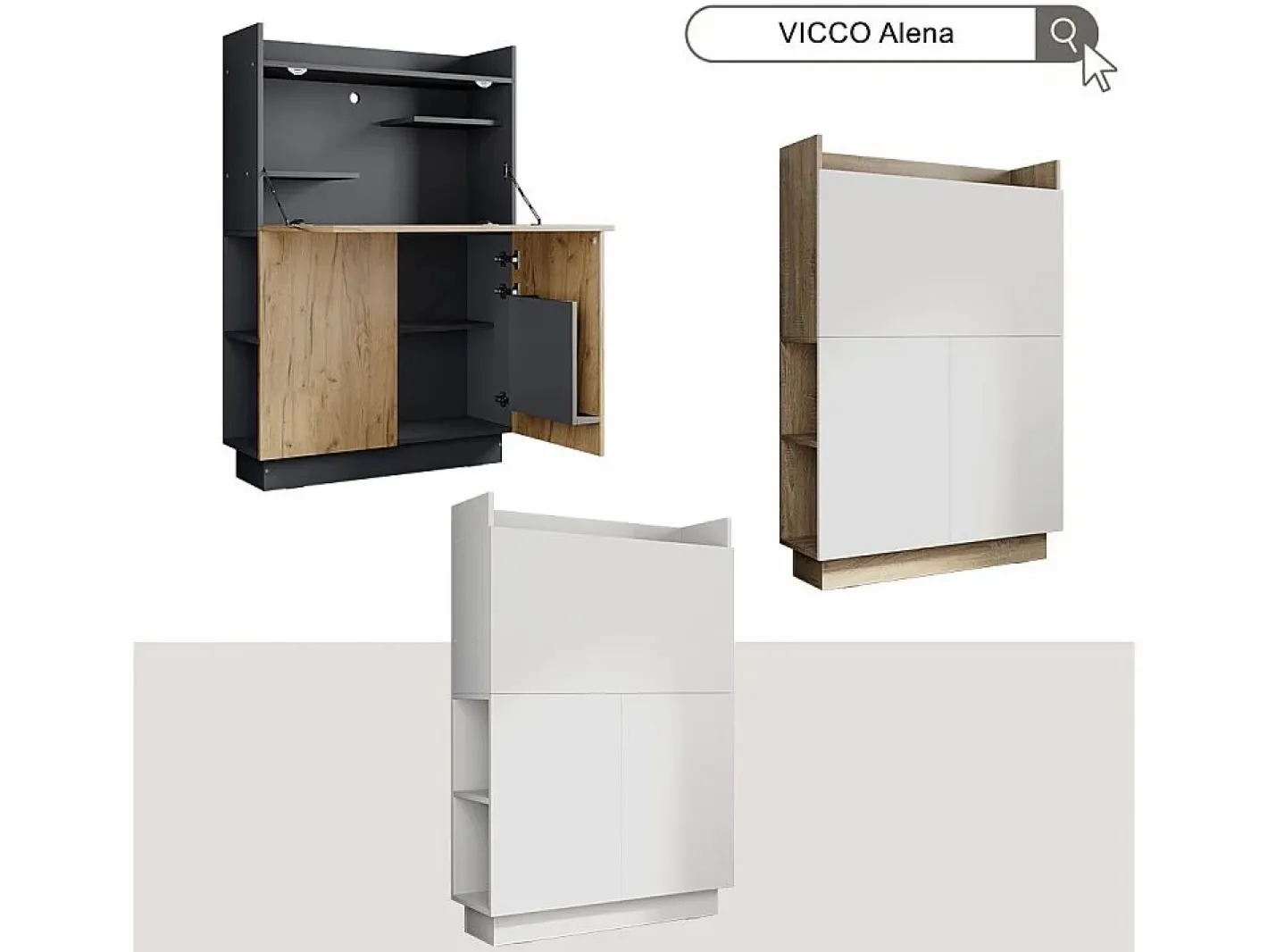 Vicco Escritorio secretario 85x27x118.9 alena Blanco Discount