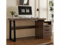 ModernLuxe Escritorio Rinconero|Escritorio sencillo 135×54 cm - 2 cajones silenciosos - tablero amplio - marrón + negro
