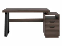 ModernLuxe Escritorio Rinconero|Escritorio sencillo 135×54 cm - 2 cajones silenciosos - tablero amplio - marrón + negro
