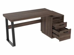ModernLuxe Escritorio Rinconero|Escritorio sencillo 135×54 cm - 2 cajones silenciosos - tablero amplio - marrón + negro