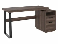 ModernLuxe Escritorio Rinconero|Escritorio sencillo 135×54 cm - 2 cajones silenciosos - tablero amplio - marrón + negro