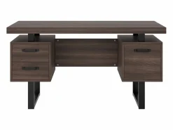 ModernLuxe Escritorio sencillo 135×54 cm - 3 cajones silenciosos - tablero amplio - marrón + negro Marru00f3n