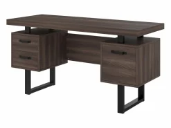 ModernLuxe Escritorio sencillo 135×54 cm - 3 cajones silenciosos - tablero amplio - marrón + negro Marru00f3n