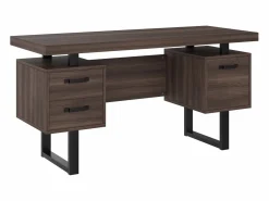 ModernLuxe Escritorio sencillo 135×54 cm - 3 cajones silenciosos - tablero amplio - marrón + negro Marru00f3n