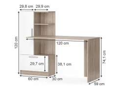 Escritorio sonoma/blanco 150x59.3x120.1 tomy^Vicco Discount