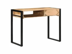 Clicnbuy Escritorio 100x50x75 cm madera maciza mango Marru00f3n Best