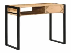 Clicnbuy Escritorio 100x50x75 cm madera maciza mango Marru00f3n Best