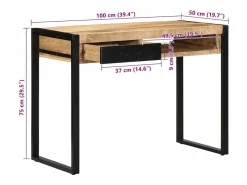 Clicnbuy Escritorio 100x50x75 cm madera maciza mango Marru00f3n Best
