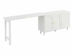 Escritorio y aparador 2 en 1 - 120 x 40 x 74,5 cm - Giratorio 360° - con 3 puertas + 1 cajón - aglomerado -^Merax Online