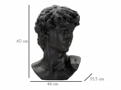 Estatua|Escultura de cabeza antigua negra de 44 x 35,5 x 60 cm