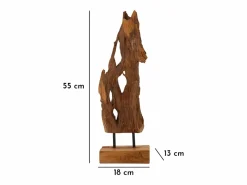 Escultura decorativa artesanal en madera de teca estilo étnico Rakat^ Online