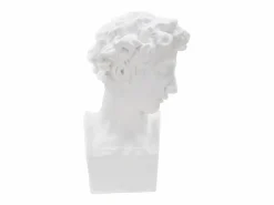 Escultura decorativa de resina blanca rostro masculino Enea^