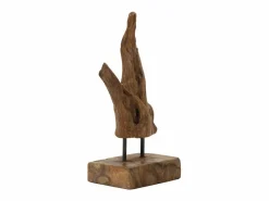 Escultura estilo étnico en madera de teca tallada a mano Taka^ Online