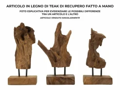 Escultura estilo étnico en madera de teca tallada a mano Taka^ Online