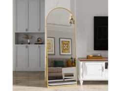 Espejo arqueado de cuerpo entero - 53 x 162 cm Espejo de pie arqueado grande de cuerpo entero - Espejo de tocador para sala de estar, Dorado Best