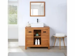Espejo cuadrado con borde de madera de acacia - 60 x 60 cm - SEPANG^Vente-unique Best