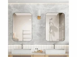 Espejo de baño - Mueble con espejo - Estante regulable - 76 x 51 cm - Negro Hot