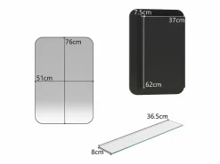 Espejo de baño - Mueble con espejo - Estante regulable - 76 x 51 cm - Negro Hot