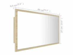 vidaxl Espejo de baño acrílico color roble Sonoma 80x8,5x37 cm Color natural claro New