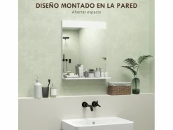 Homcom Mueble De Aseo|Espejo de baño Altivia con estante 60x50x12 cm