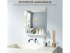 Homcom Mueble De Aseo|Espejo de baño Altivia con estante 60x50x12 cm