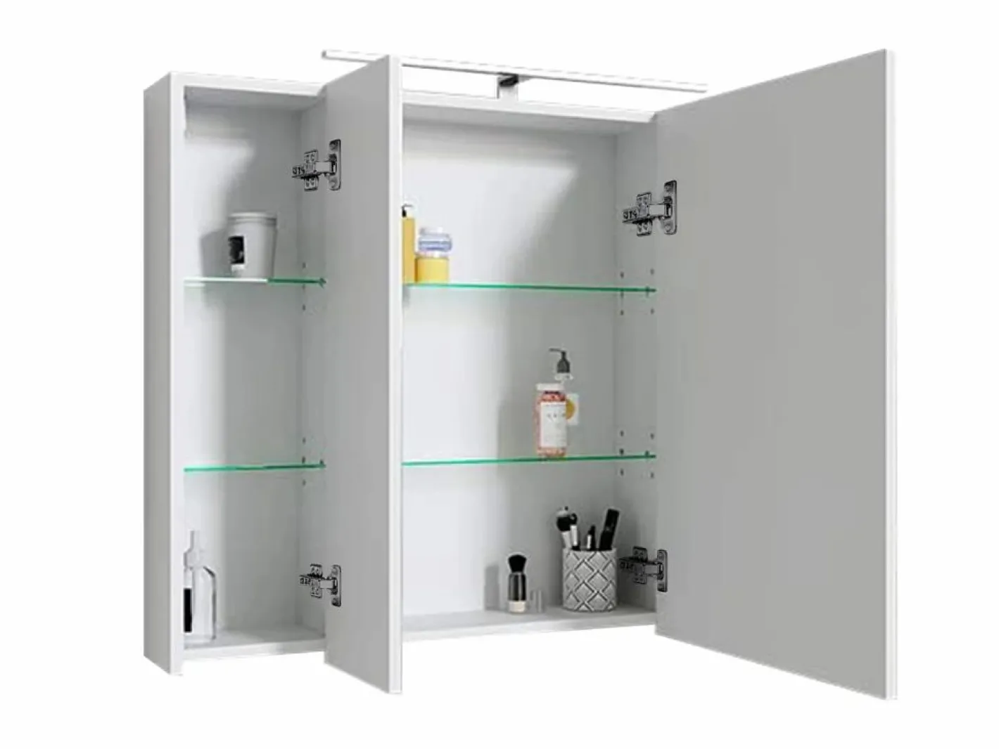 ML-DESIGN Espejo de baño armario con LED 90,4x72x15 cm Blanco Best