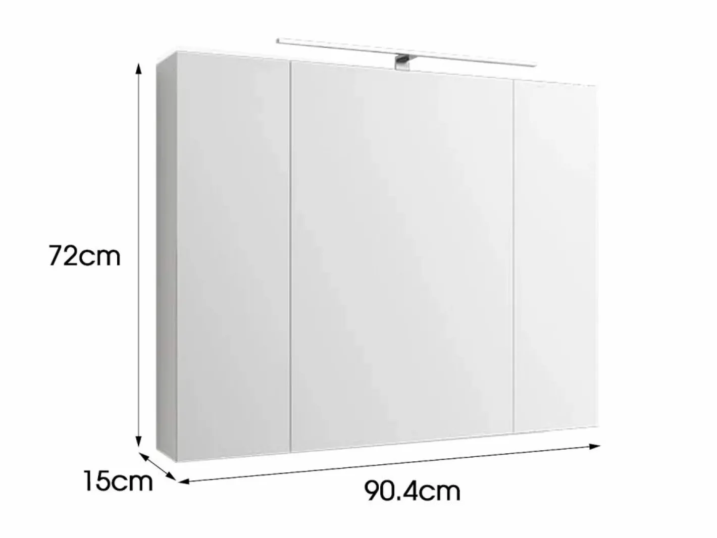 ML-DESIGN Espejo de baño armario con LED 90,4x72x15 cm Blanco Best