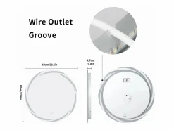 Espejo de baño de pared, espejo de tocador LED, espejo antivaho iluminado, espejo conectado, 3 pantallas táctiles, 60x60cm^Fativo Discount
