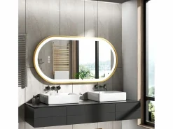 Fativo Espejo de baño LED antivaho 3 colores regulables 120x60x4cm Dorado Hot