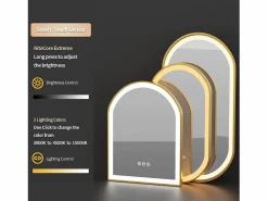 Fativo Espejo de baño LED antivaho 3 colores regulables 120x60x4cm Dorado Hot
