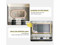 Fativo Espejo de baño LED antivaho 3 colores regulables 120x60x4cm Dorado Hot