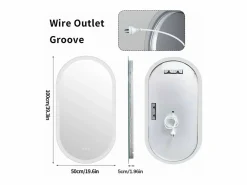 Fativo Accesorios De Cuarto De Baño|Espejo De Cuarto De Baño|Espejo de baño LED ovalado 100x50cm espejo de pared iluminado con 3 colores ajustables 100x50cm