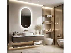 Fativo Accesorios De Cuarto De Baño|Espejo De Cuarto De Baño|Espejo de baño LED ovalado 100x50cm espejo de pared iluminado con 3 colores ajustables 100x50cm