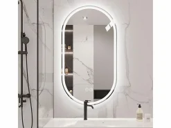 Hauss Spole Espejo de baño LED ovalado 60x90 cm con función antivaho - Cristal antivaho Plateado