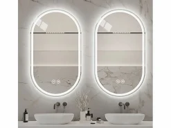 Hauss Spole Espejo de baño LED ovalado 60x90 cm con función antivaho - Cristal antivaho Plateado