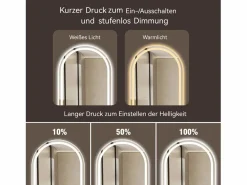 Hauss Spole Espejo de baño LED ovalado 60x90 cm con función antivaho - Cristal antivaho Plateado