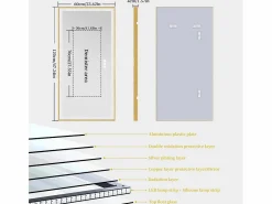 Fativo Accesorios De Cuarto De Baño|Espejo De Cuarto De Baño|Espejo de baño LED rectangular 120x60cm espejo iluminado 3 colores ajustable con marco 120x60x4cm