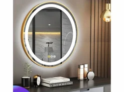 Espejo de baño LED redondo con 3 colores regulables antivaho 60x60cm^Fativo Hot