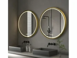Fativo Accesorios De Cuarto De Baño|Espejo De Cuarto De Baño|Espejo de baño LED redondo 80cm iluminación con 3 colores ajustables antivaho 80x80cm