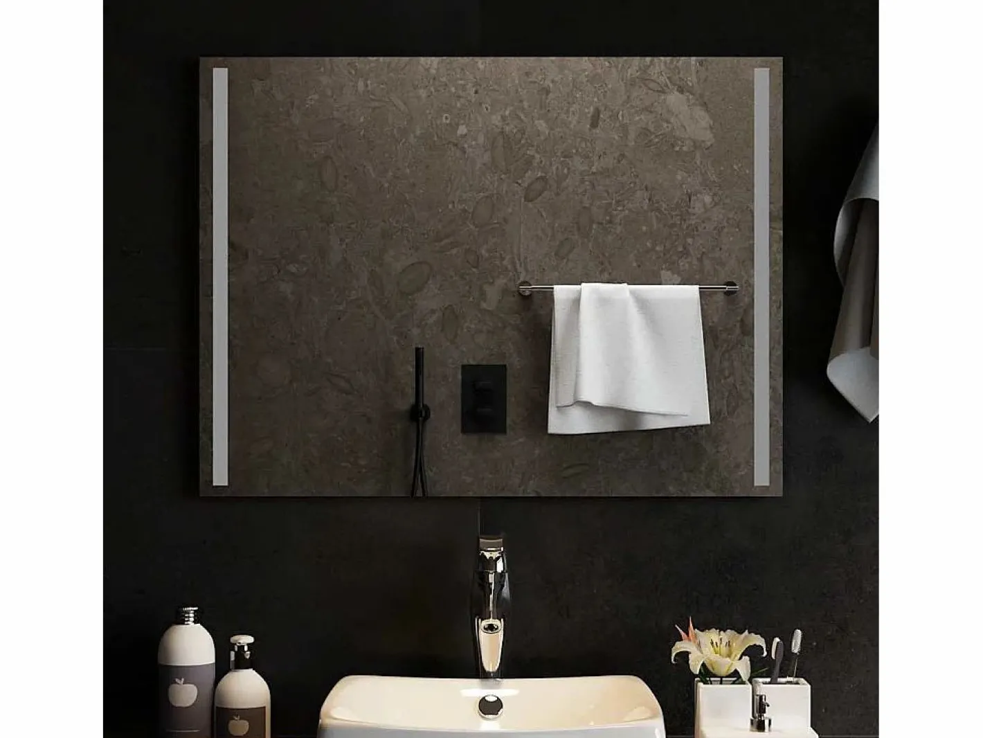 Accesorios De Cuarto De Baño|Espejo De Cuarto De Baño|Espejo de baño LED 80x60 cm