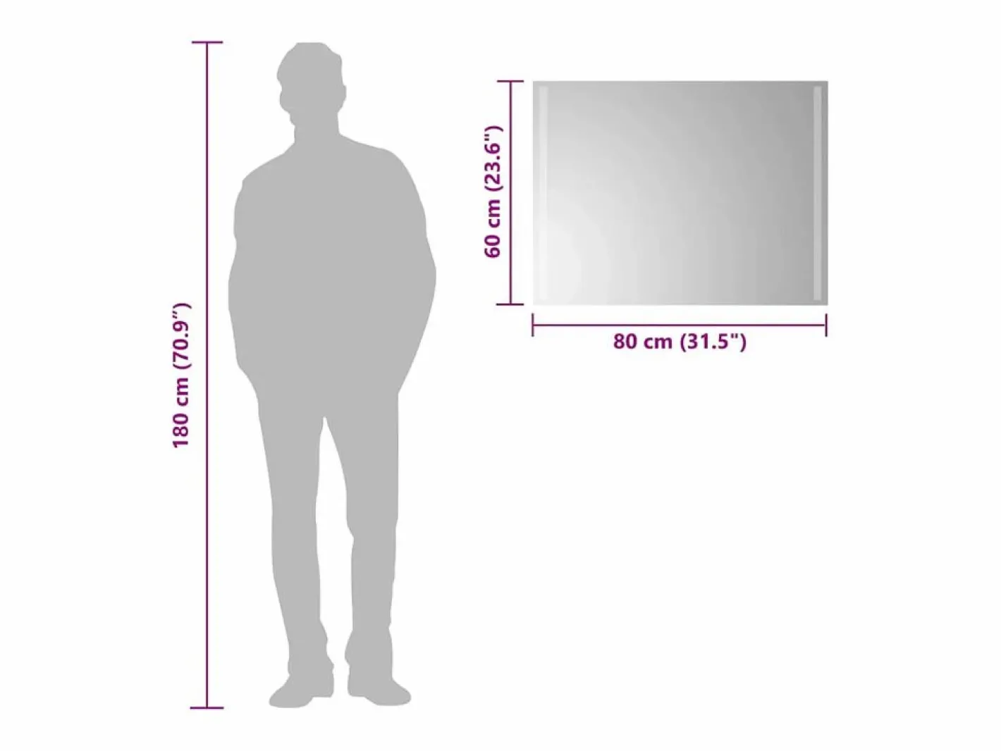Accesorios De Cuarto De Baño|Espejo De Cuarto De Baño|Espejo de baño LED 80x60 cm