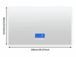 Espejo de baño LED 100x60 cm - Iluminación, Táctil, Antivaho, Reloj, Temperatura, Regulable Transparente New