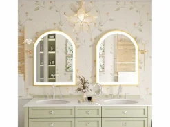 Fativo Espejo de baño LED 60x90cm con iluminación espejo iluminado de pared 3 colores ajustables 60x90x4cm Dorado Sale