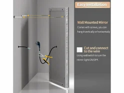 Espejo de baño LED 120x80cm espejo de pared rectangular luz antivaho 120x80cm^Fativo Online