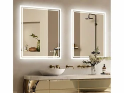 Espejo de baño LED 80x60cm espejo de pared con iluminación antivaho 80x60cm^Fativo Discount