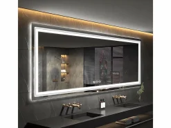 Fativo Accesorios De Cuarto De Baño|Espejo De Cuarto De Baño|Espejo de baño LED 160x80cm espejo de pared rectangular con iluminación antivaho 160x80cm