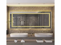 Espejo de baño LED 100x60cm espejo de pared antivaho rectangular 100x60cm^Fativo