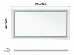 Espejo de baño LED 100x60cm espejo de pared antivaho rectangular 100x60cm^Fativo