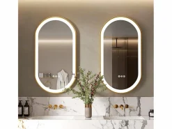 Fativo Accesorios De Cuarto De Baño|Espejo De Cuarto De Baño|Espejo de baño LED 80x50cm espejo de pared ovalado antivaho 3 colores ajustables 80x50x4cm