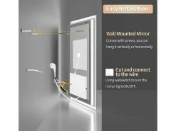 Fativo Accesorios De Cuarto De Baño|Espejo De Cuarto De Baño|Espejo de baño LED 80x80cm espejo de pared cuadrado con 3 colores ajustables 80x80cm